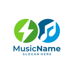 Music Thunder Logo Vector Icon Illustration. Thunder Music logo design template