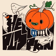 halloween background with cute pumpkin