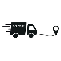 Fast delivery delivery trucks with route routes to the recipient icon on eps 10 . Vector illustration