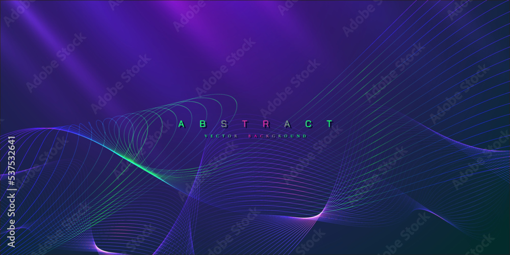 Poster abstract wavy lines on purple background. simple background with purple gradient composition.