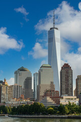 Fototapeta premium Cloudy sky view of the financial and shopping center in downtown Manhattan