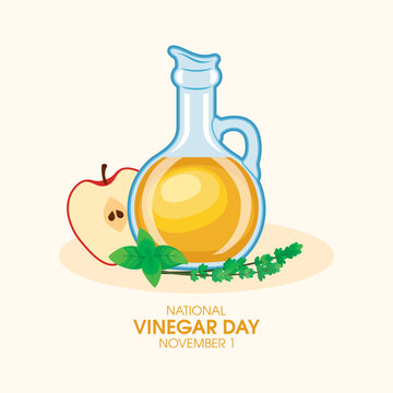 National Vinegar Day vector. Glass bottle of vinegar with herbs and spices icon vector. November 1. Important day