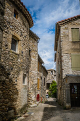 Fototapeta na wymiar the narrow streets of the medieval village of Vogue, in the South of France (Ardeche)