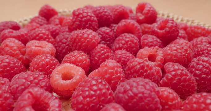 Juicy fresh organic raspberry fruits