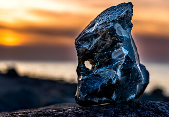 stone at sunset