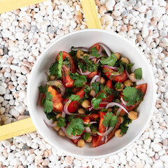tomato salad with cilantro and beans