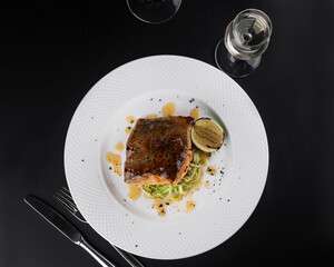 baked fish with spinach pasta