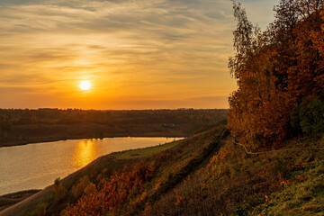 Naklejka na ściany i meble Morning in Izborsko-Malskaya Valley, Pskov region