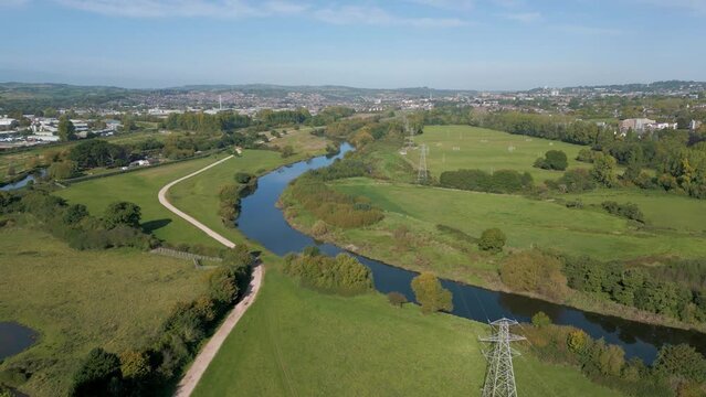 Aerial River Exe Country Park in Exeter
