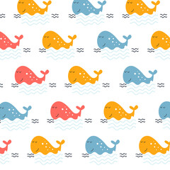 Fototapeta premium Seamless pattern with cute dolphins perfect for wrapping paper