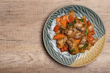 Anadara granosa stir-fried chili paste. Spicy Thai food.