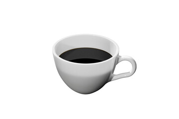 White porcelain cup of coffee, no saucer