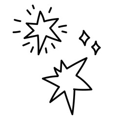 Obraz premium Monochrome set of stars and lights doodle isolated on transparent background