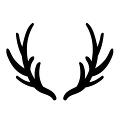 Monochrome deer antlers doodle isolated on transparent background © marialetta