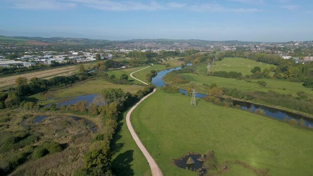 Aerial River Exe Country Park in Exeter