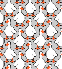 White goose Pattern seamless. waterfowl  Background. Baby fabric texture