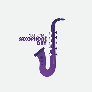 Vector Illustration National Saxophone Day. Icon Saxophone. Design Simple and Elegant