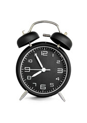 black alarm clock isolated on white background