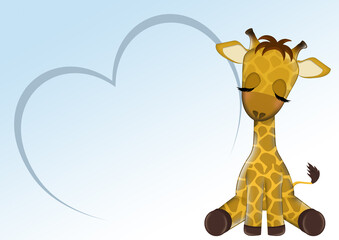 birth announcement card for baby boy with giraffe