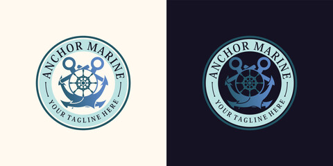 anchor logo design for sailor icon with creative concept Premium Vector