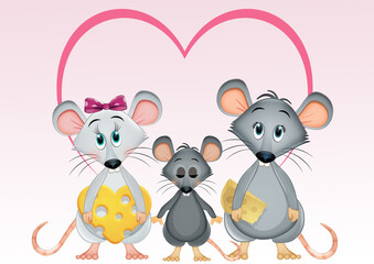 little mice family illustration
