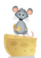 funny illustration of mice on cheese