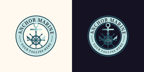 anchor logo design for sailor icon with creative concept Premium Vector