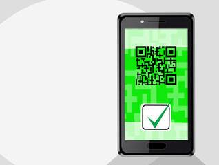 illustration of QR code of the green pass on your mobile