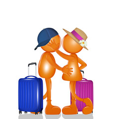 illustration of stylized man and woman with suitcases