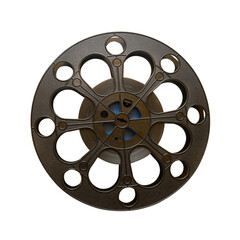 Roll of old 16 mm motion picture film reel in PNG isolated on transparent background