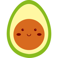 Avocado character. Happy fruit icon.