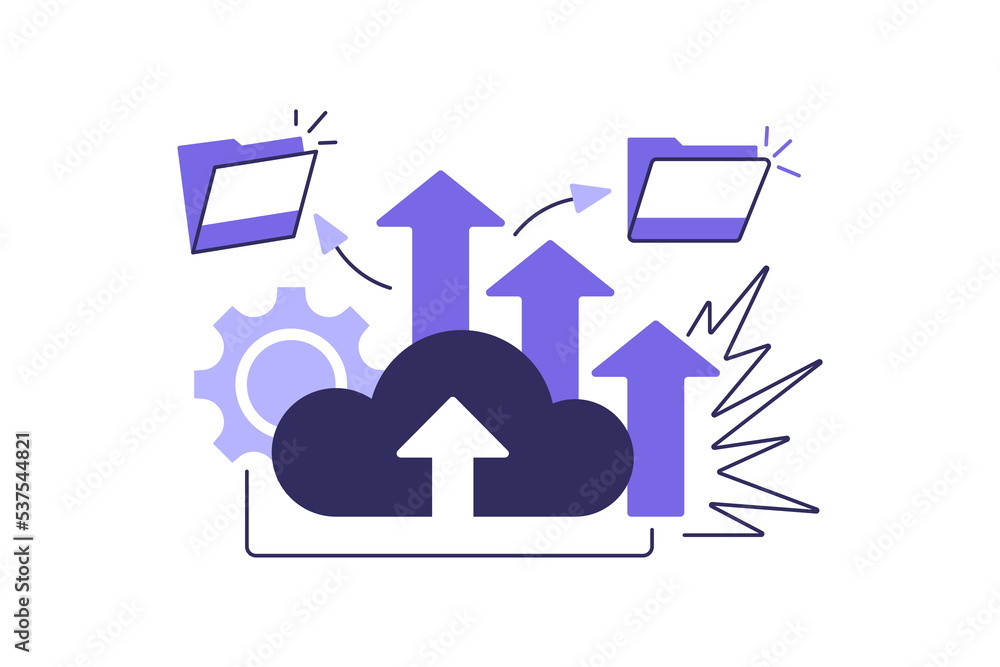 Poster business cloud computing, data provision and cloud computing services for web page, banner, presenta