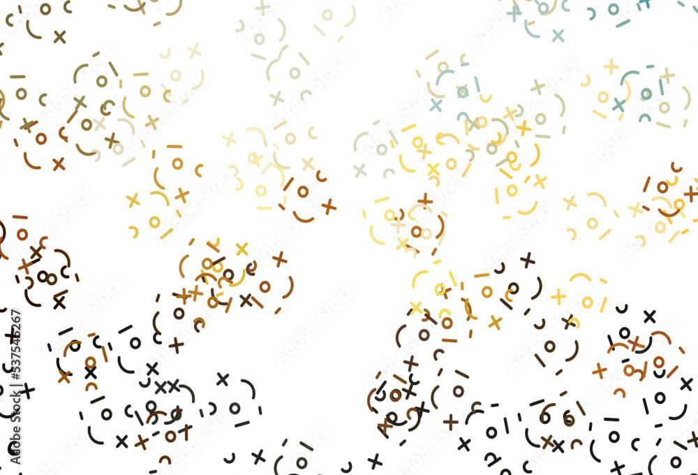 Poster light blue, yellow vector background with arithmetic signs.