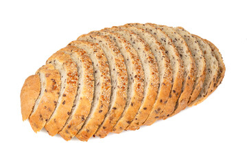 Multigrain bread with seeds tasty bakery isolated on the white background