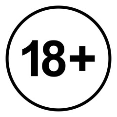 Sign of Adult Only for Eighteen Plus (18+) and Twenty One Plus (21+) Age. Age Rating Icon Symbol. Format PNG