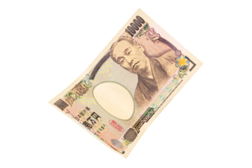 一万円札・1万円札・お金・お札・紙幣のひらひらした合成用イメージ素材（背景透過切り抜きpng素材）