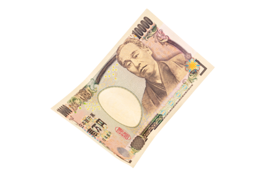 一万円札・1万円札・お金・お札・紙幣のひらひらした合成用イメージ素材（背景透過切り抜きpng素材）