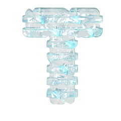 Ice symbol with horizontal blocks. letter t
