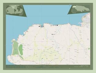 Hanover, Jamaica. OSM. Labelled points of cities