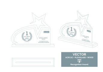 Obraz premium Star trophy Vector Template, Business trophy Distinction Award, Corporate Recognition trophy Award