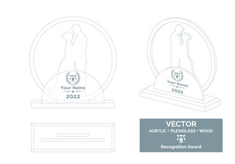 Wedding trophy vector template, Bride and groom trophy template. 