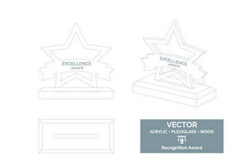 Star trophy Vector Template, Business trophy Distinction Award, Corporate Recognition trophy Award