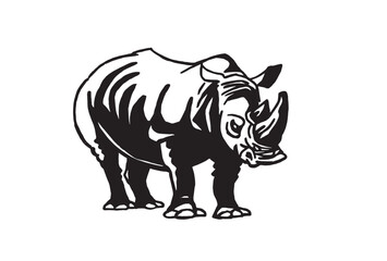 Vector illustration of rhino isolated on white background, graphics 