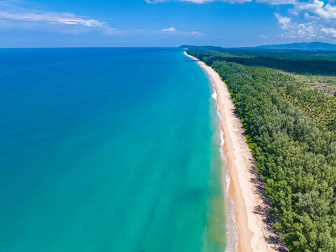 Aerial view of Khao Lampi Hat Thai Mueang National Park in Khao Lak, Phang Nga, Thailand