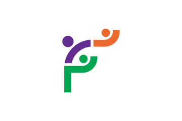 Letter F family logo, People foundation community logo