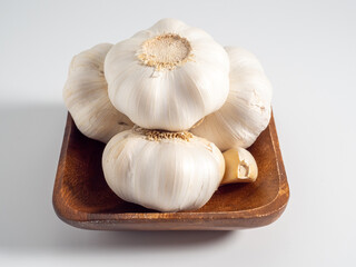 Garlic on a light background. Healthy food concept.