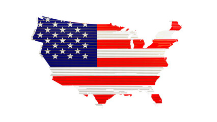 map of United States isolated on white background.