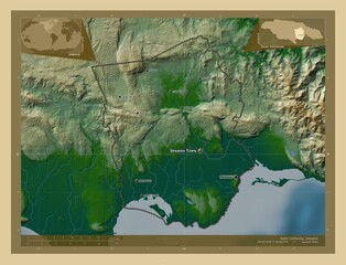Saint Catherine, Jamaica. Physical. Labelled points of cities