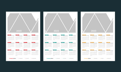 Fototapeta premium 2023 One page wall calendar design template, modern 12 month one page calendar