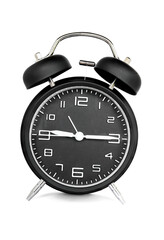 black alarm clock isolated on white background